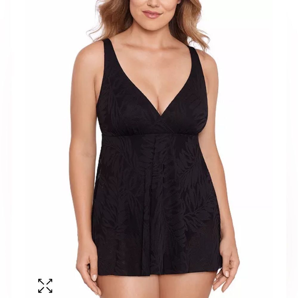 NWT 124.00 14 TAKINI TOP TUMMY-CONTROL BRA SUPPORT HIGH WAISTED TUMM BRIEF BLACK